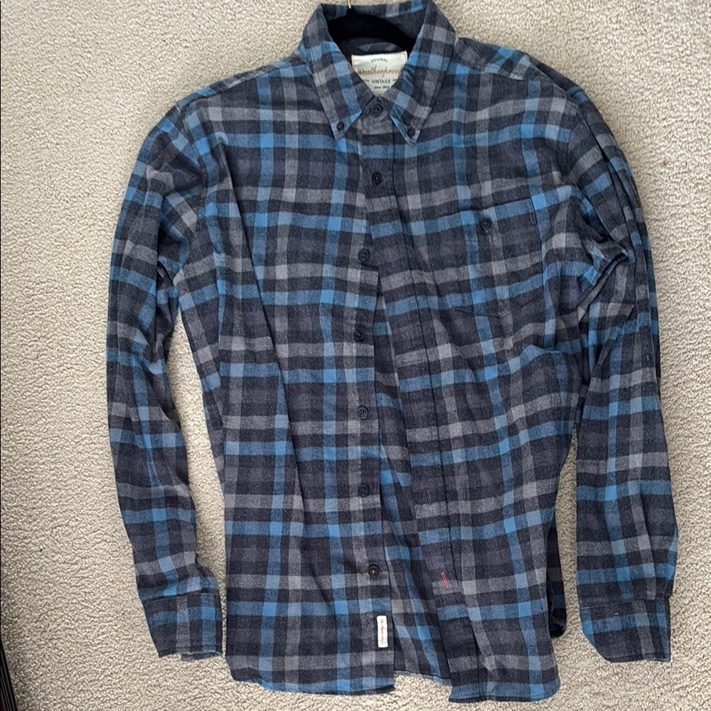 Blue and Gray Plaid Men's Shirt